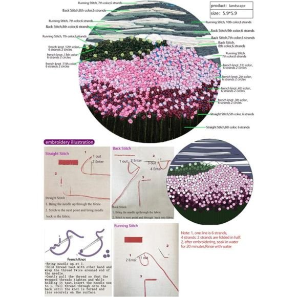 Embroidery Kit for Beginners Adults with Flower Pattern, Cross Stitch Kits - Picture 5 of 7